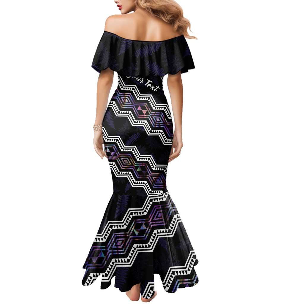 Personalised Taniko Aotearoa Mix Paua Shell Family Matching Mermaid Dress and Hawaiian Shirt Niho Taniwha Lilac Glitter LT01 - Polynesian Pride