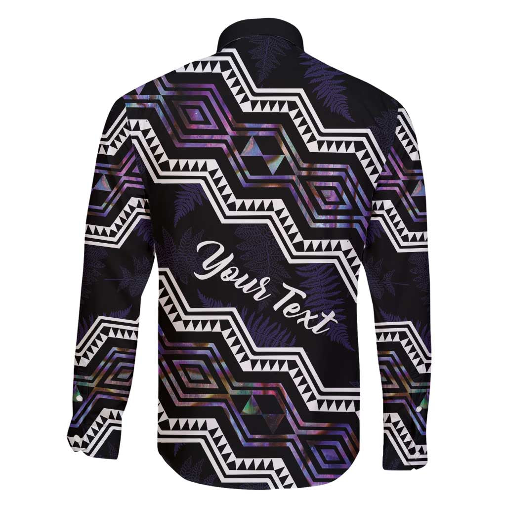Personalised Taniko Aotearoa Mix Paua Shell Family Matching Off Shoulder Maxi Dress and Hawaiian Shirt Niho Taniwha Lilac Glitter LT01 - Polynesian Pride