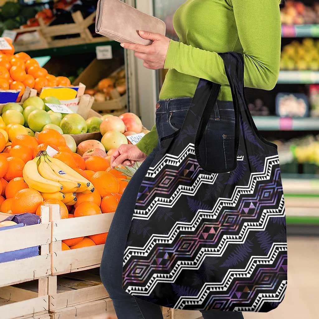 Taniko Aotearoa Mix Paua Shell Grocery Bag Niho Taniwha Lilac Glitter LT01 - Polynesian Pride