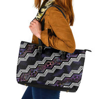 Personalised Taniko Aotearoa Mix Paua Shell Leather Tote Bag Niho Taniwha Lilac Glitter