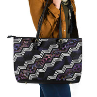 Personalised Taniko Aotearoa Mix Paua Shell Leather Tote Bag Niho Taniwha Lilac Glitter