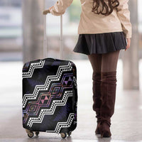 Personalised Taniko Aotearoa Mix Paua Shell Luggage Cover Niho Taniwha Lilac Glitter