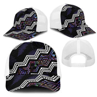 Taniko Aotearoa Mix Paua Shell Mesh Trucker Cap Niho Taniwha Lilac Glitter - Polynesian Pride