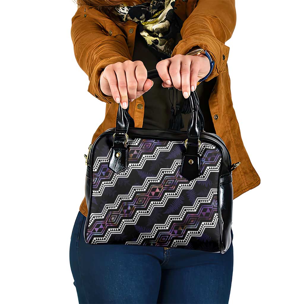 Personalised Taniko Aotearoa Mix Paua Shell Shoulder Handbag Niho Taniwha Lilac Glitter LT01 One Size Purple - Polynesian Pride