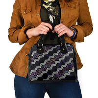 Personalised Taniko Aotearoa Mix Paua Shell Shoulder Handbag Niho Taniwha Lilac Glitter LT01 - Polynesian Pride