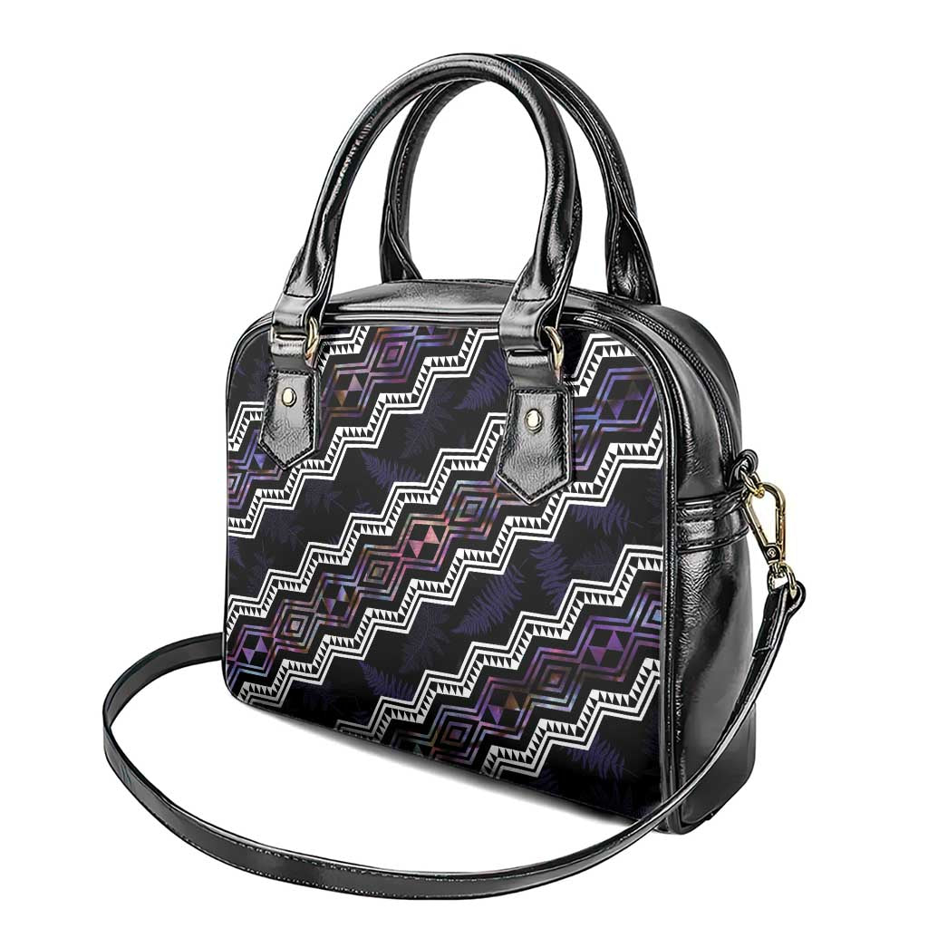 Personalised Taniko Aotearoa Mix Paua Shell Shoulder Handbag Niho Taniwha Lilac Glitter LT01 - Polynesian Pride