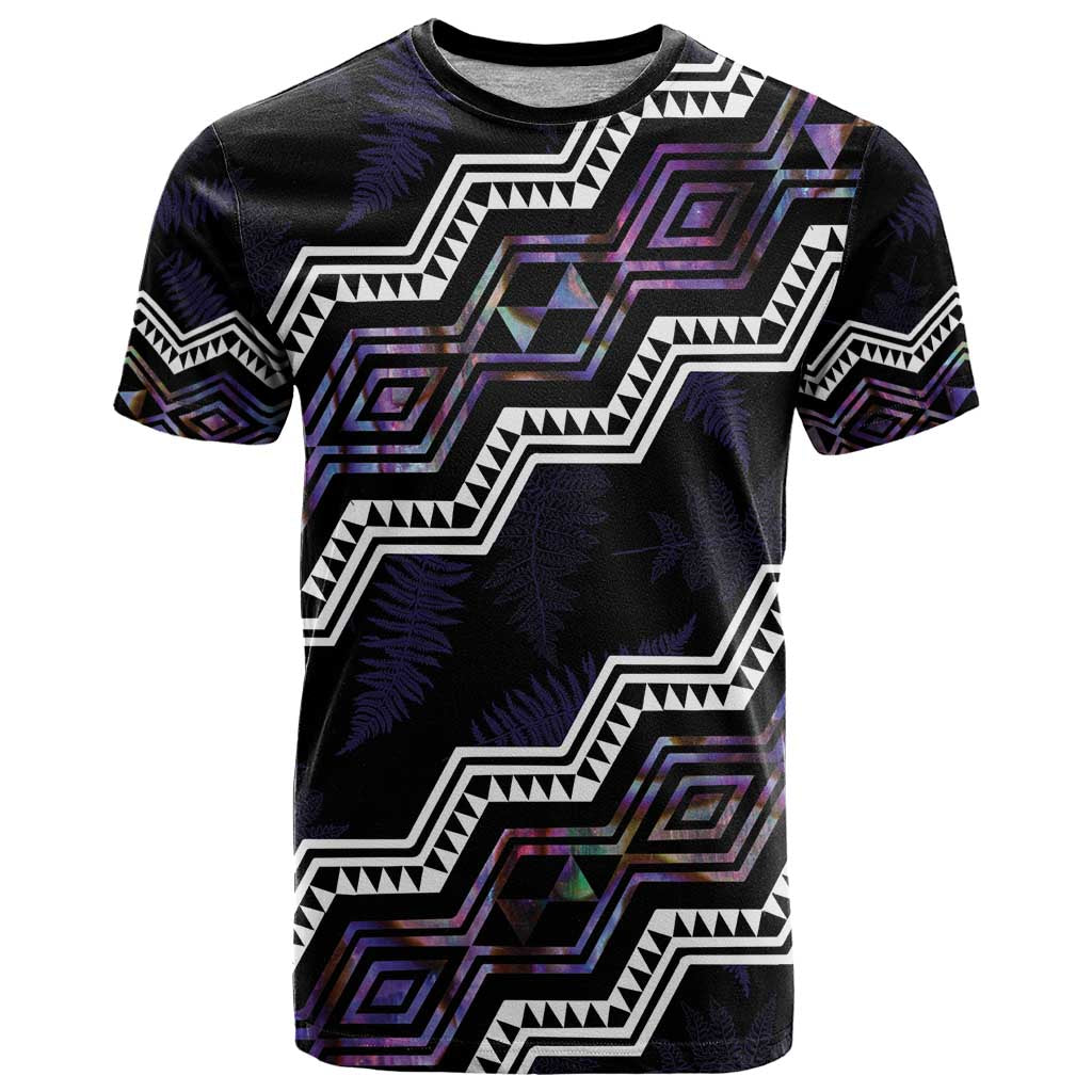 Personalised Taniko Aotearoa Mix Paua Shell T Shirt Niho Taniwha Lilac Glitter LT01 Purple - Polynesian Pride