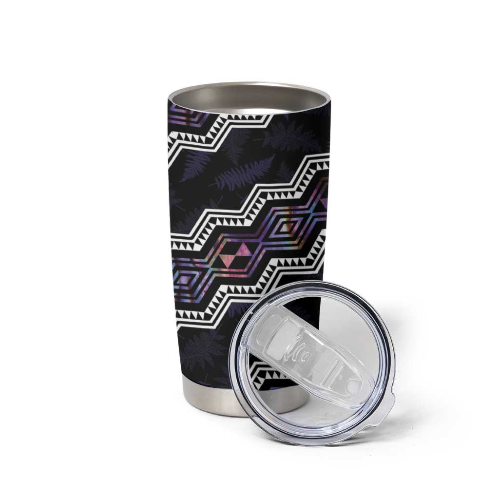 Personalised Taniko Aotearoa Mix Paua Shell Tumbler Cup Niho Taniwha Lilac Glitter