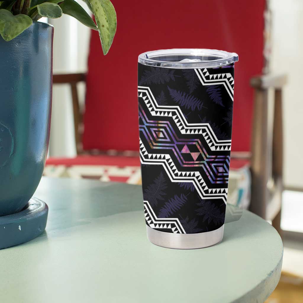 Personalised Taniko Aotearoa Mix Paua Shell Tumbler Cup Niho Taniwha Lilac Glitter