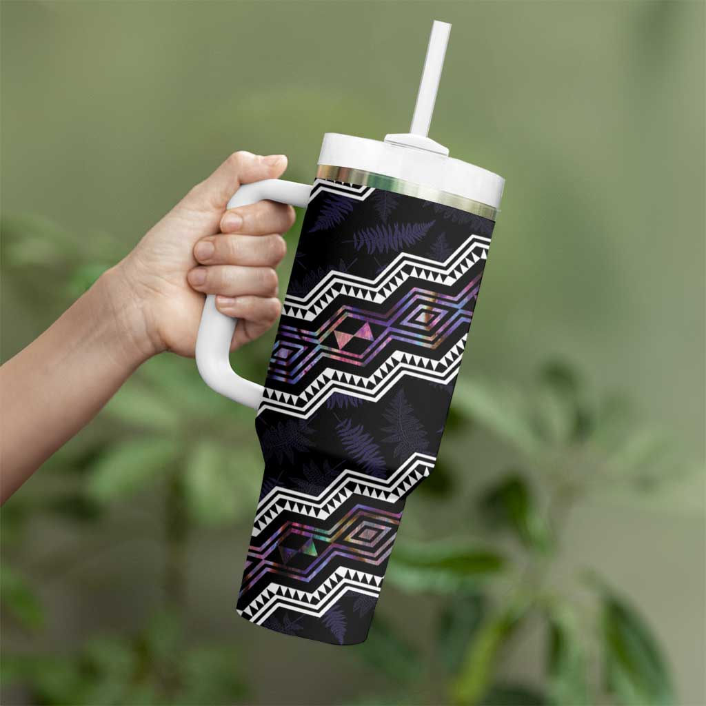 Personalised Taniko Aotearoa Mix Paua Shell Tumbler With Handle Niho Taniwha Lilac Glitter