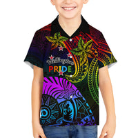 Wellington Pride Family Matching Long Sleeve Bodycon Dress and Hawaiian Shirt Aotearoa Tribal Rainbow Pattern LT01 Son's Shirt Black - Polynesian Pride