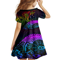 Wellington Pride Family Matching Off Shoulder Maxi Dress and Hawaiian Shirt Aotearoa Tribal Rainbow Pattern LT01 - Polynesian Pride