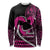 Personalised Hawaii Long Sleeve Shirt Maui Be Strong Kakau Pink Version LT01