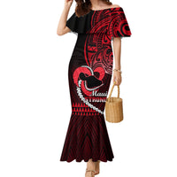 Personalised Hawaii Mermaid Dress Maui Be Strong Kakau Red Version LT01 Women Red - Polynesian Pride