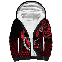 Personalised Hawaii Sherpa Hoodie Maui Be Strong Kakau Red Version LT01 Unisex Red - Polynesian Pride