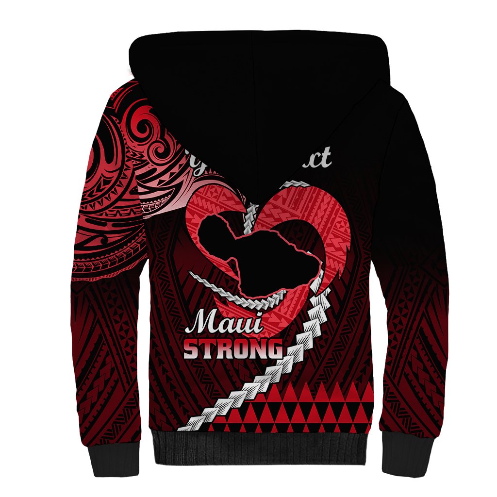Personalised Hawaii Sherpa Hoodie Maui Be Strong Kakau Red Version LT01 - Polynesian Pride