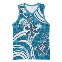 Hawaii Pupuala Plumeria Blue Basketball Jersey Polynesian Pattern LT01 Unisex Blue - Polynesian Pride