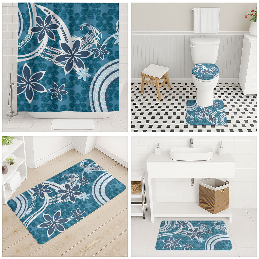 Hawaii Pupuala Plumeria Blue Bathroom Set Polynesian Pattern LT01 - Polynesian Pride