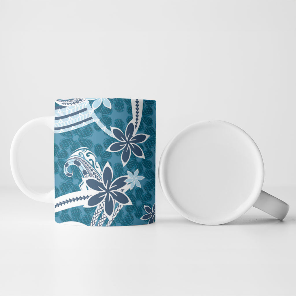 Hawaii Pupuala Plumeria Blue Ceramic Mug Polynesian Pattern LT01 - Polynesian Pride