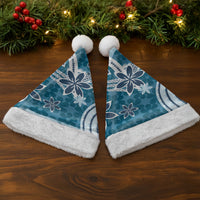 Hawaii Pupuala Plumeria Blue Christmas Santa Hat Polynesian Pattern LT01 - Polynesian Pride