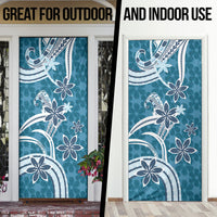 Hawaii Pupuala Plumeria Blue Door Cover Polynesian Pattern LT01 - Polynesian Pride