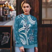 Hawaii Pupuala Plumeria Blue Ugly Christmas Sweater Polynesian Pattern LT01 - Polynesian Pride