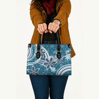 Hawaii Pupuala Plumeria Blue Leather Bag Polynesian Pattern LT01 - Polynesian Pride