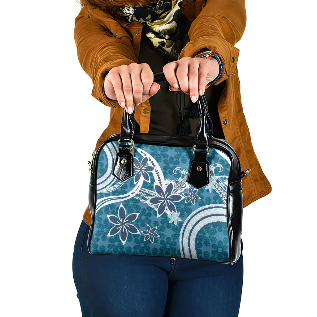 Hawaii Pupuala Plumeria Blue Shoulder Handbag Polynesian Pattern LT01 One Size Blue - Polynesian Pride