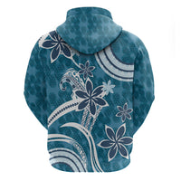 Hawaii Pupuala Plumeria Blue Zip Hoodie Polynesian Pattern LT01 - Polynesian Pride