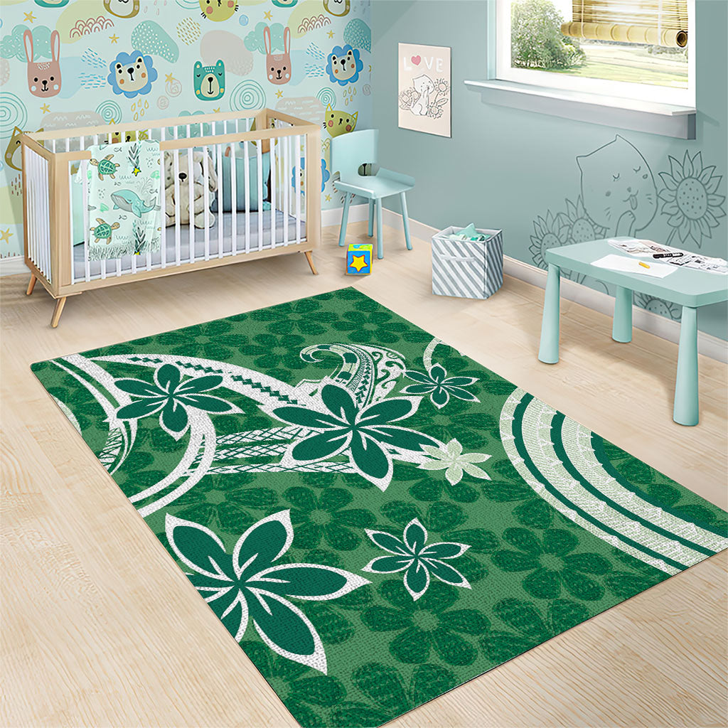 Hawaii Pupuala Plumeria Green Area Rug Polynesian Pattern LT01 - Polynesian Pride
