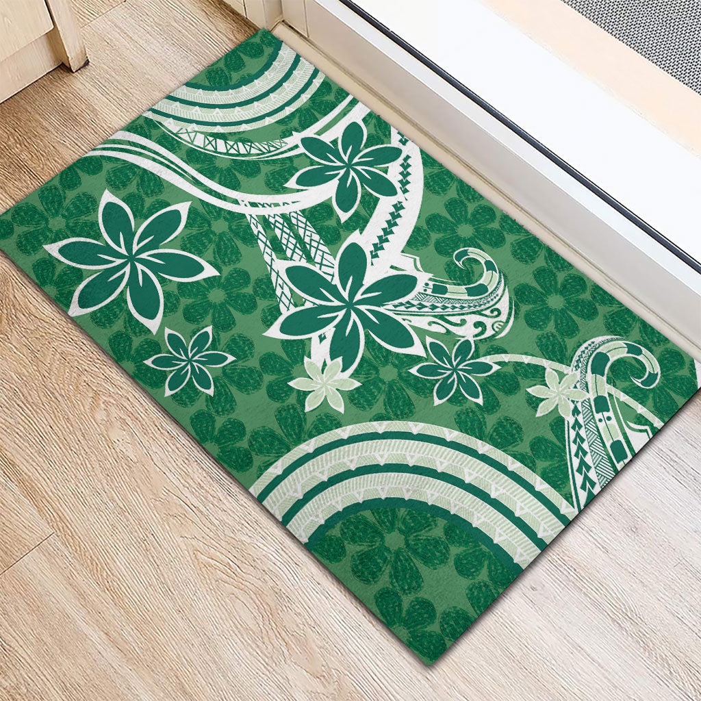 Hawaii Pupuala Plumeria Green Rubber Doormat Polynesian Pattern LT01 - Polynesian Pride
