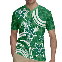 Hawaii Pupuala Plumeria Green Rugby Jersey Polynesian Pattern LT01 - Polynesian Pride