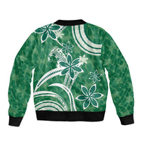 Hawaii Pupuala Plumeria Green Sleeve Zip Bomber Jacket Polynesian Pattern LT01 - Polynesian Pride