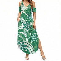 Hawaii Pupuala Plumeria Green Summer Maxi Dress Polynesian Pattern LT01 Women Green - Polynesian Pride