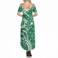 Hawaii Pupuala Plumeria Green Summer Maxi Dress Polynesian Pattern LT01 - Polynesian Pride