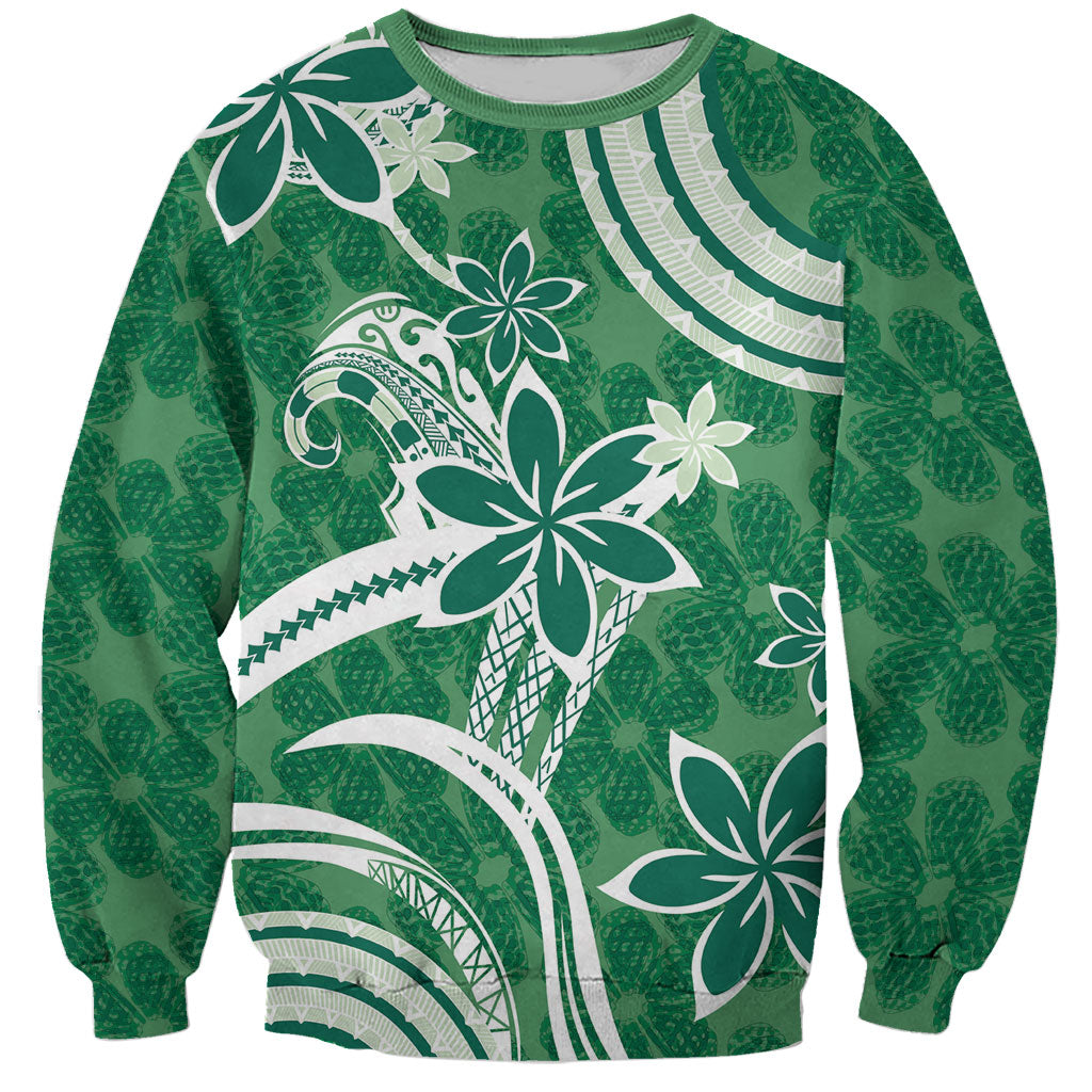 Hawaii Pupuala Plumeria Green Sweatshirt Polynesian Pattern LT01 Unisex Green - Polynesian Pride