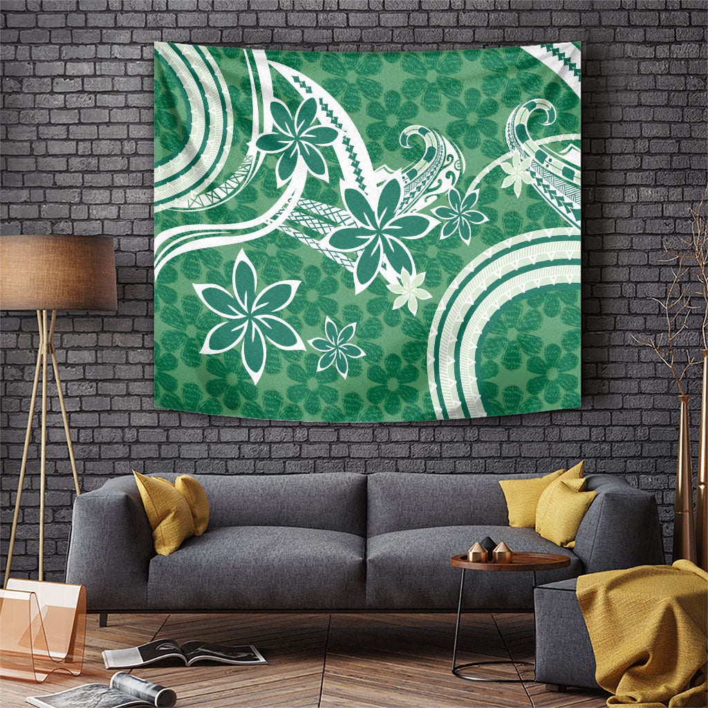 Hawaii Pupuala Plumeria Green Tapestry Polynesian Pattern LT01 Green - Polynesian Pride