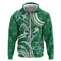 Hawaii Pupuala Plumeria Green Zip Hoodie Polynesian Pattern LT01 Zip Hoodie Green - Polynesian Pride