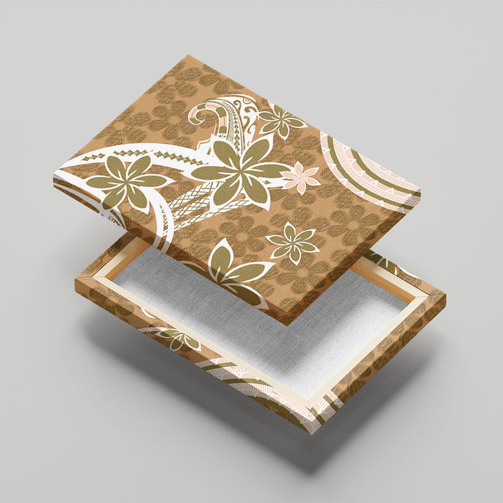 Hawaii Pupuala Plumeria Light Brown Canvas Wall Art Polynesian Pattern LT01 - Polynesian Pride