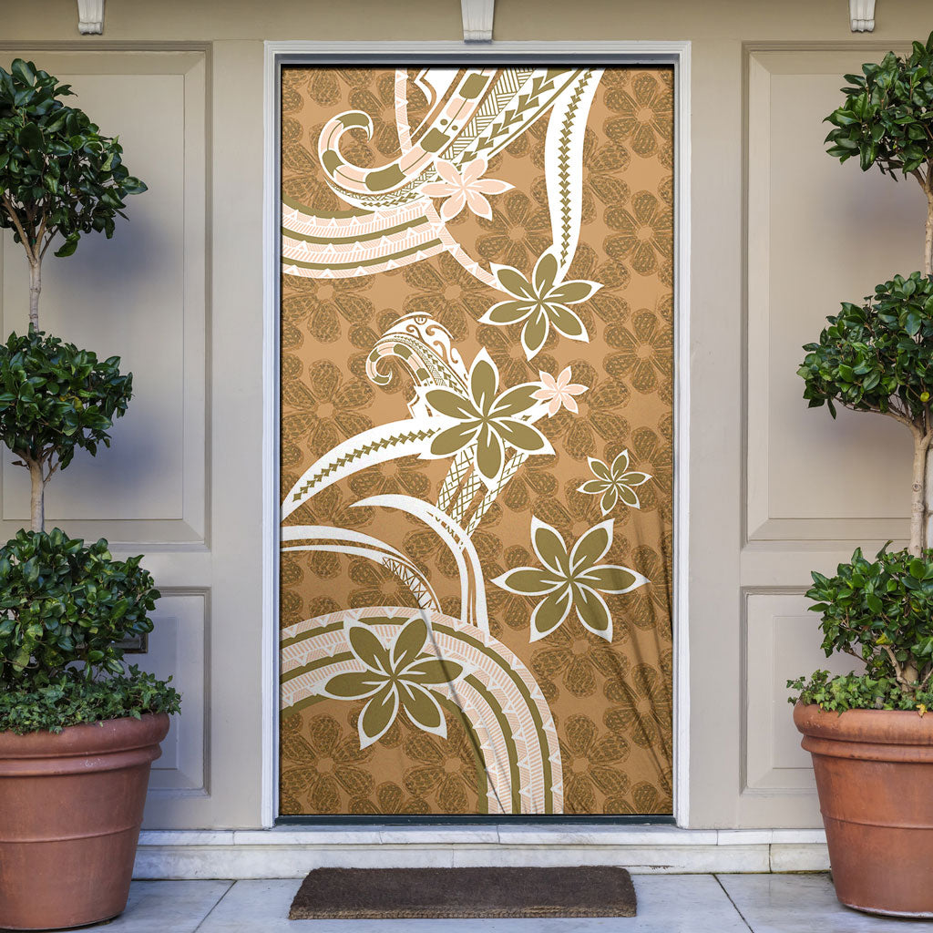 Hawaii Pupuala Plumeria Light Brown Door Cover Polynesian Pattern LT01 Light Brown - Polynesian Pride