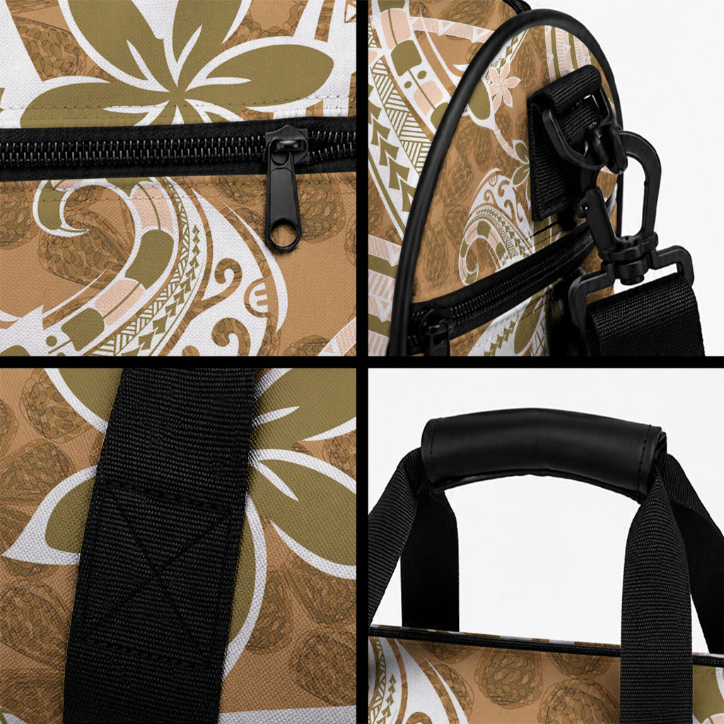 Hawaii Pupuala Plumeria Light Brown Duffle Bag Polynesian Pattern LT01 - Polynesian Pride