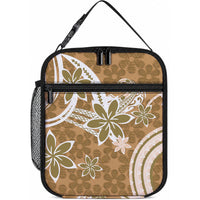 Hawaii Pupuala Plumeria Light Brown Lunch Bag Polynesian Pattern LT01 10.2 × 8.3 × 4.3 inch Light Brown - Polynesian Pride