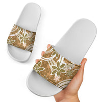 Hawaii Pupuala Plumeria Light Brown Slide Sandals Polynesian Pattern LT01 - Polynesian Pride