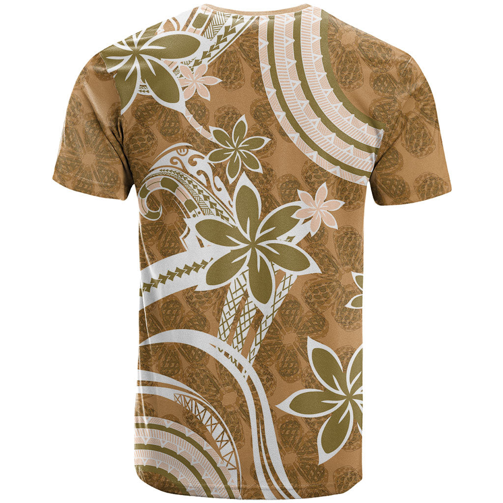 Hawaii Pupuala Plumeria Light Brown T Shirt Polynesian Pattern LT01 - Polynesian Pride