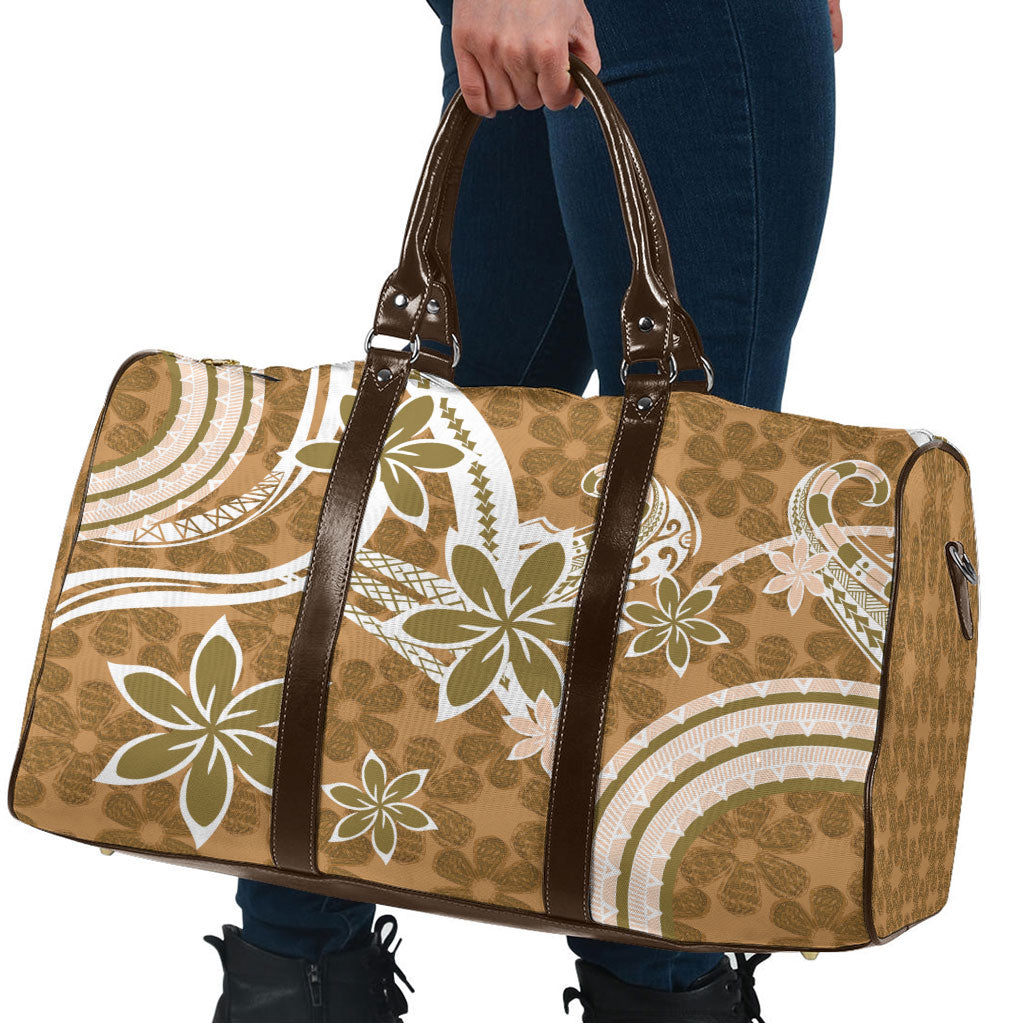 Hawaii Pupuala Plumeria Light Brown Travel Bag Polynesian Pattern LT01 - Polynesian Pride