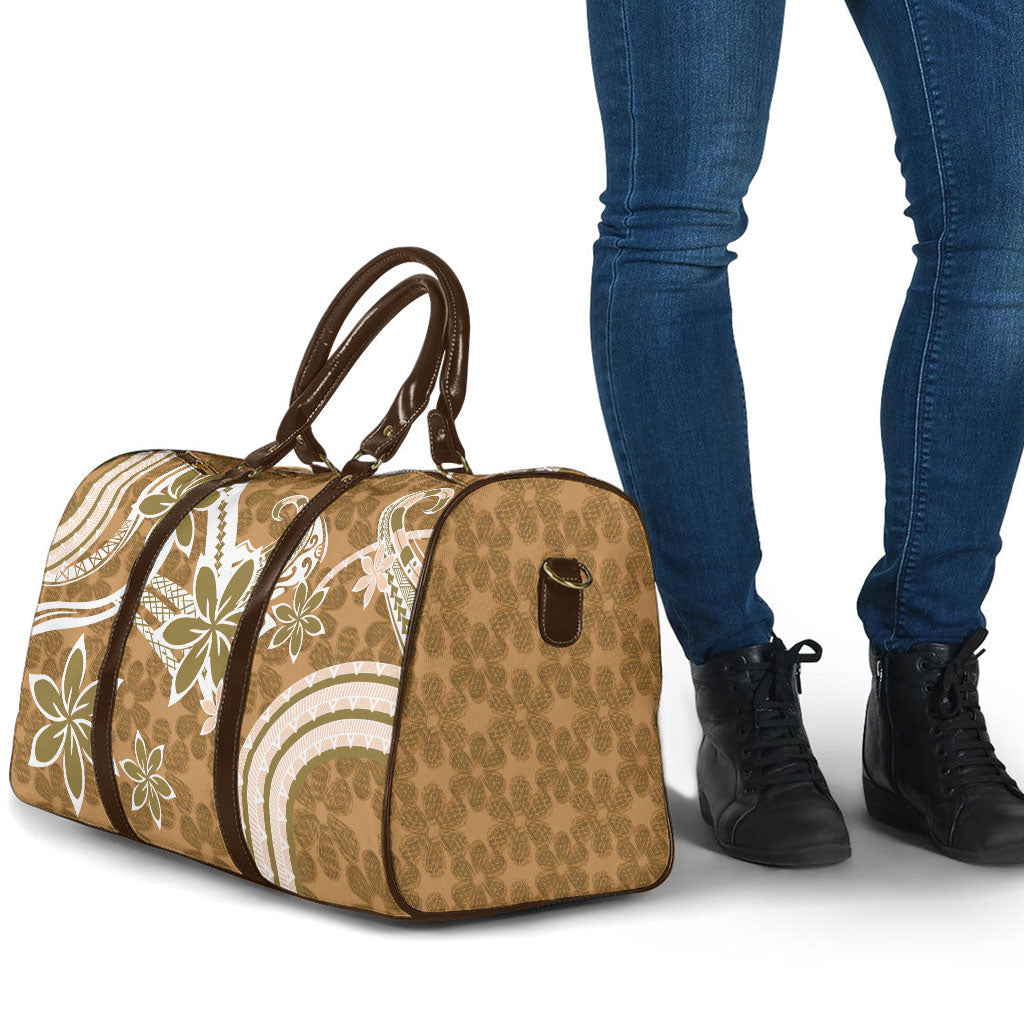 Hawaii Pupuala Plumeria Light Brown Travel Bag Polynesian Pattern LT01 - Polynesian Pride