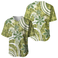 Hawaii Pupuala Plumeria Olive Green Baseball Jersey Polynesian Pattern LT01 - Polynesian Pride