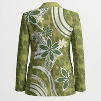 Hawaii Pupuala Plumeria Olive Green Blazer Polynesian Pattern LT01 - Polynesian Pride