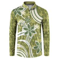 Hawaii Pupuala Plumeria Olive Green Button Sweatshirt Polynesian Pattern LT01 Olive Green - Polynesian Pride