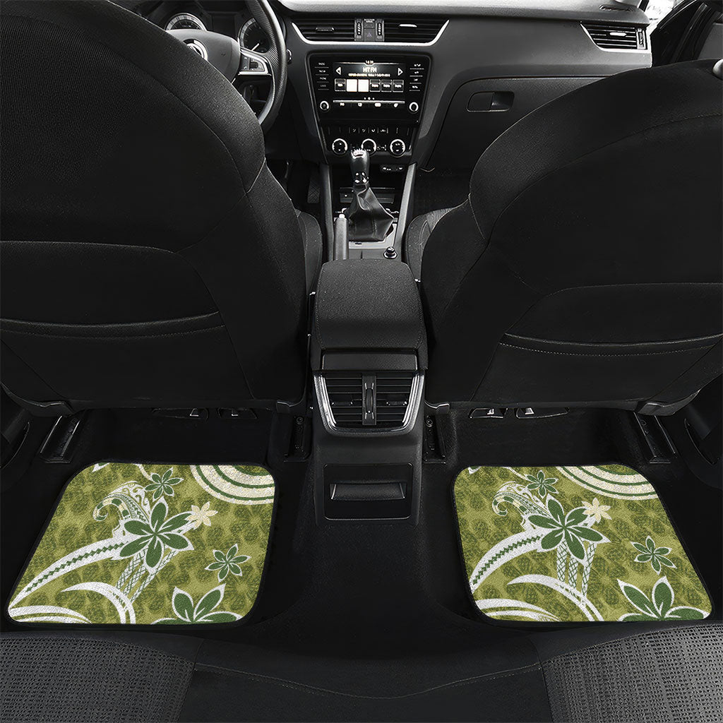 Hawaii Pupuala Plumeria Olive Green Car Mats Polynesian Pattern LT01 Set 2pcs - Back Olive Green - Polynesian Pride